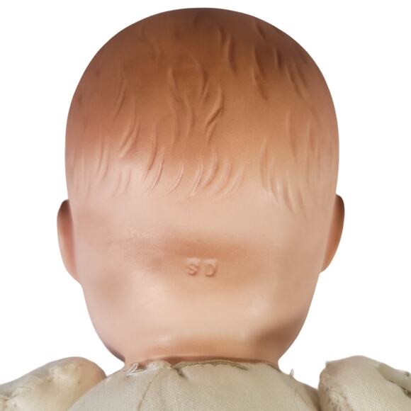 Vintage 13" Composition Baby Doll with Cloth Body and Sleep Eyes Bonnet Booties - Picture 8 of 16